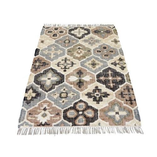 Tapis Almeria jute & coton beige/gris/noir