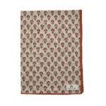 Torchon motif "Bloom" imprimé au tampon de bois, surpiqûre bourdon contrastée - lin/terra