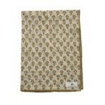 Torchon motif "Bloom" imprimé au tampon de bois, surpiqûre bourdon contrastée - lin/ocre