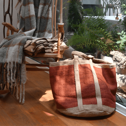 Panier jute coloris brique