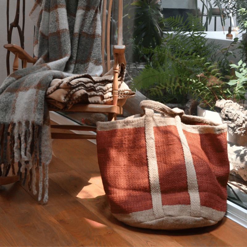 Panier jute coloris brique