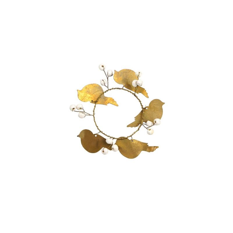 4 ronds de serviette feuilles et oiseaux assortis