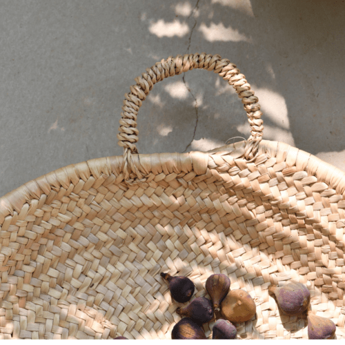 Panière ronde en palmier tressé
