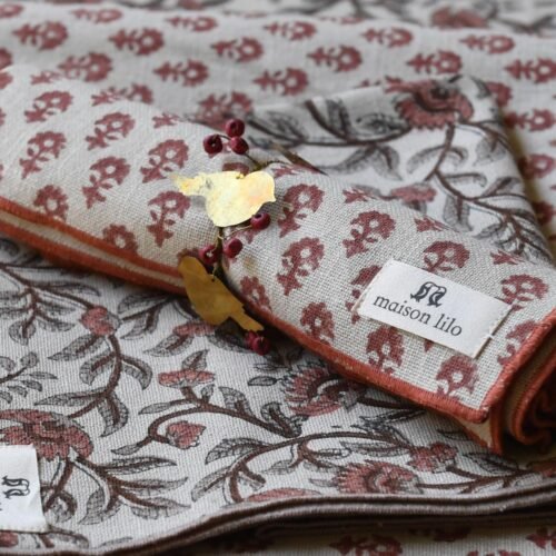 Lot de 2 serviettes "bloom" imprimées blockprint