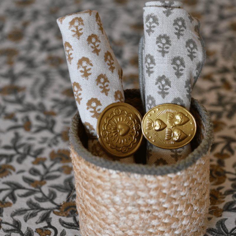 Lot de 2 serviettes "bloom" imprimées blockprint