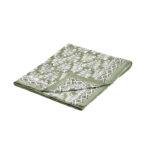 Nappe  Alhambra en coton imprimé blockprint olive - 220 x 270 cm