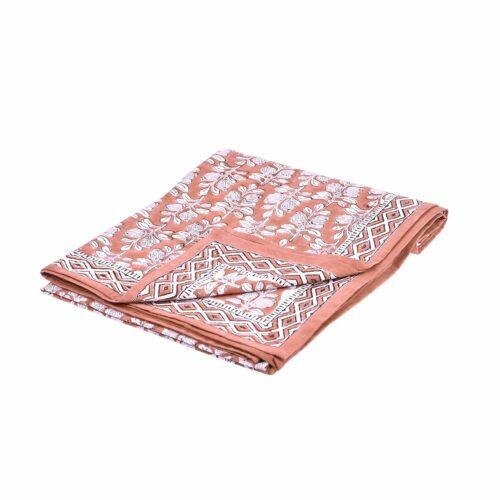 Nappe - jeté de lit Alhambra coton imprimé blockprint terracotta