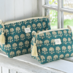 Trousse matelassée Fleurette bleu - trousse maquillage