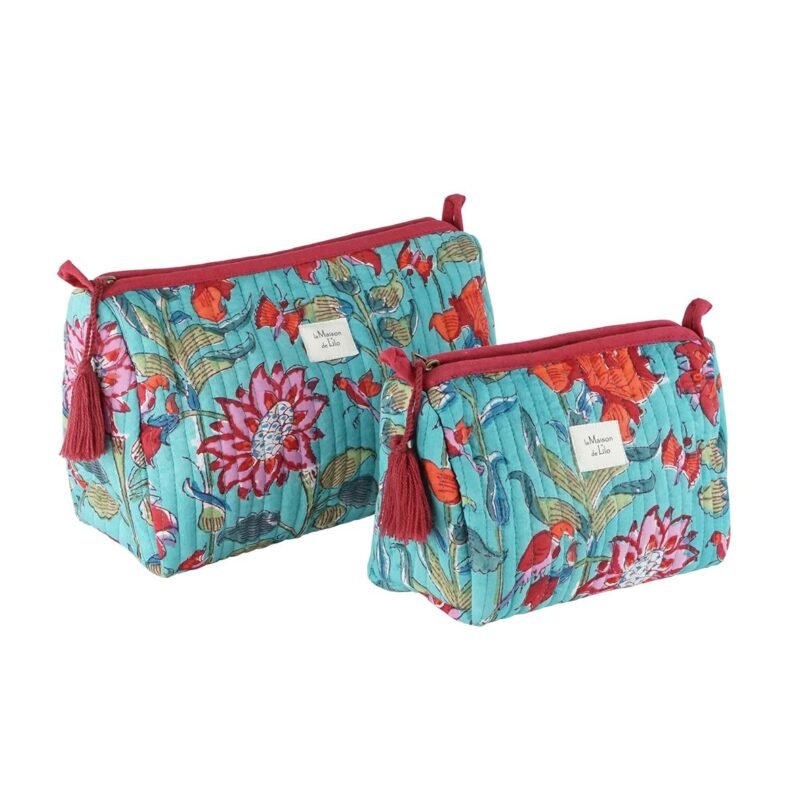 POC032 Trousse en coton matelassé imprimé blockprint Papeete