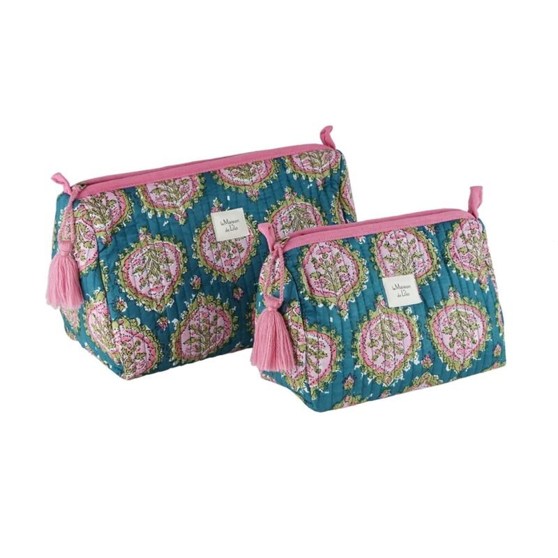 POC037 Trousse coton matelassé imprimé blockprint Jaipur
