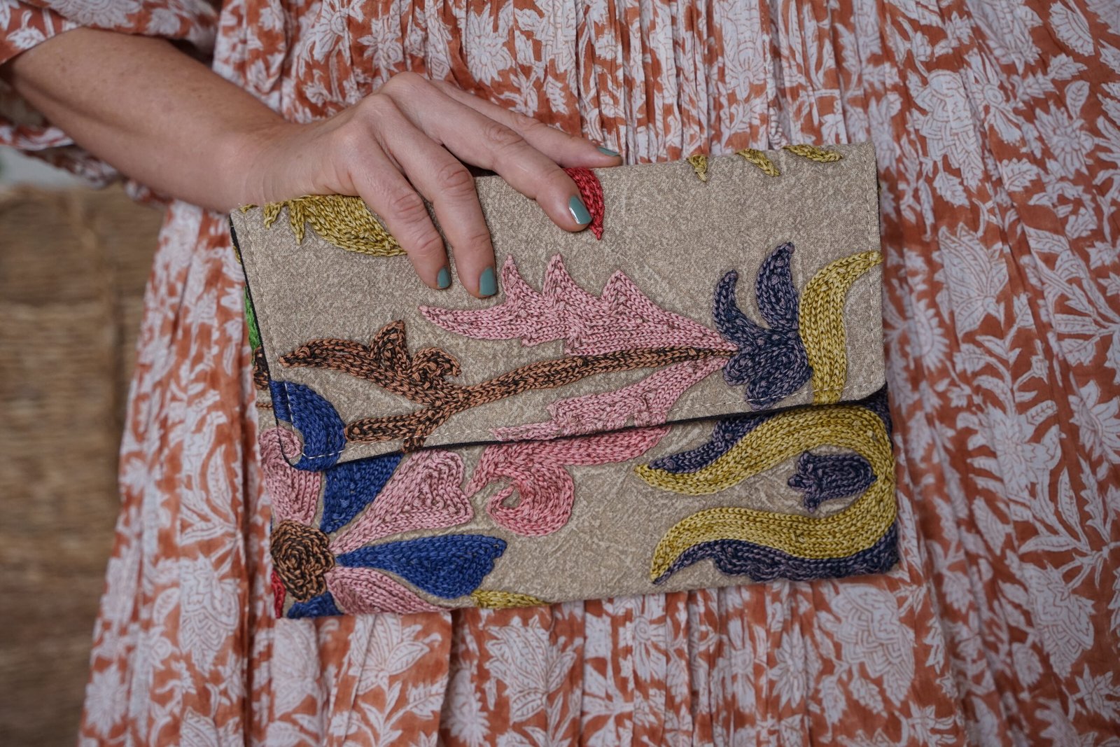 Pochette plate matelassée Papyrus rose lilas