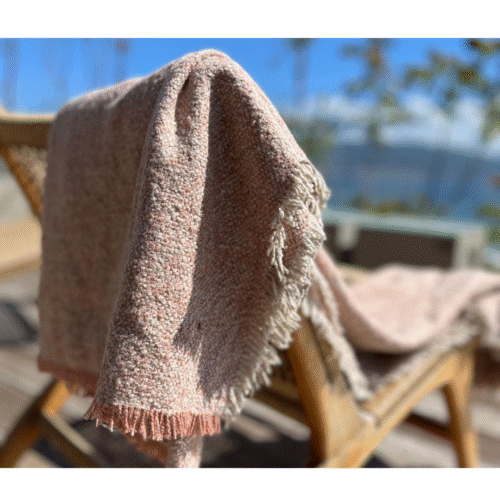 Plaid lin mélangé bouclette chiné