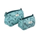 Trousse matelassée imprimée au tampon de bois Papyrus coloris lagon - trousse maquillage