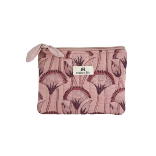 Pochette plate matelassée Papyrus rose lilas