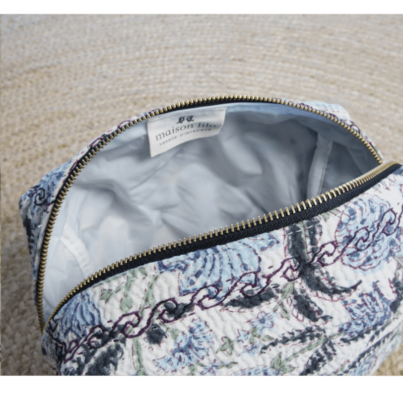 Trousse de toilette Amalfi kantha vintage imprimée blockprint