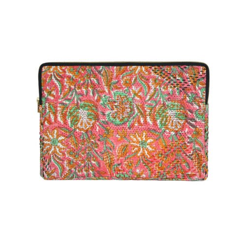 Pochette ordinateur Amalfi , kantha vintage imprimé blockprint