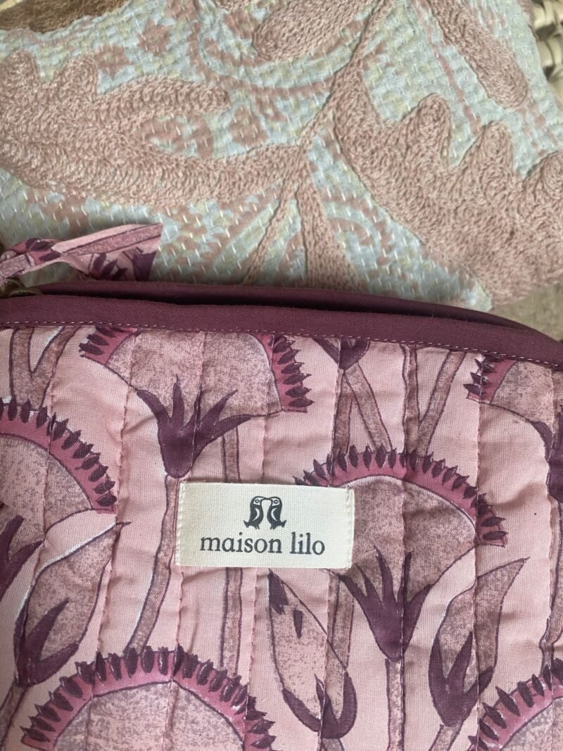 POC084-6 Trousse matelassée Papyrus rose lilas