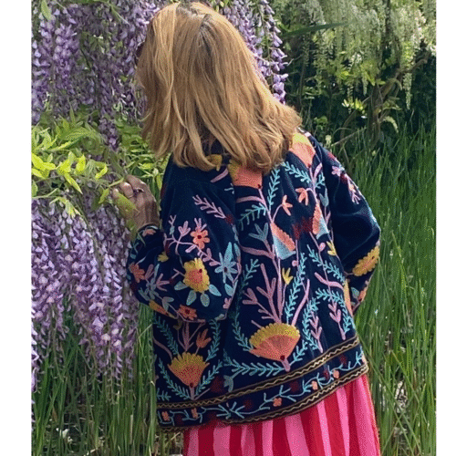 Veste velours stonewash brodée Suzani #8, TU