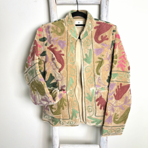 Veste en velours stonewash brodée Suzani #15, TU