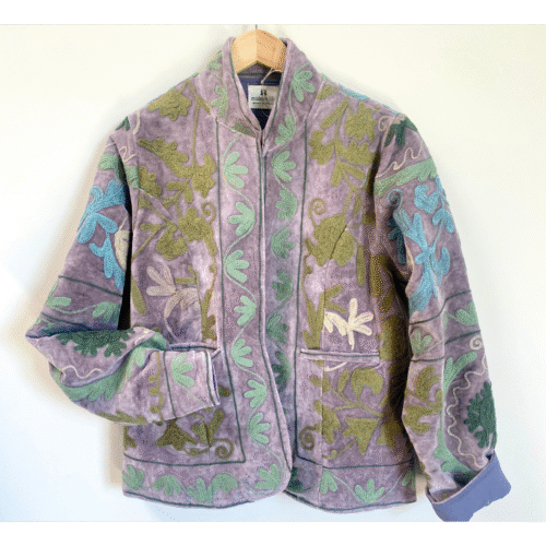 Veste velours stonewash brodée Suzani #4, Taille unique
