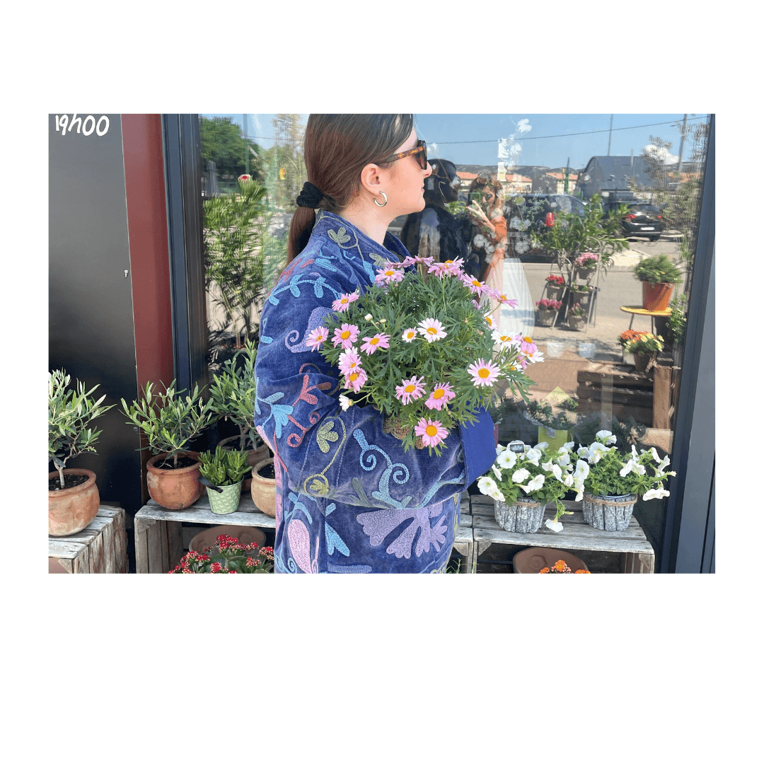 Veste velours stonewash brodée Suzani #8, TU