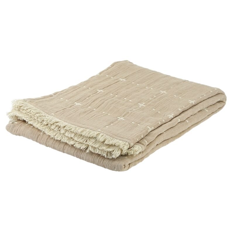 Couvre-lit gaze de coton molletonnée Quilt noisette