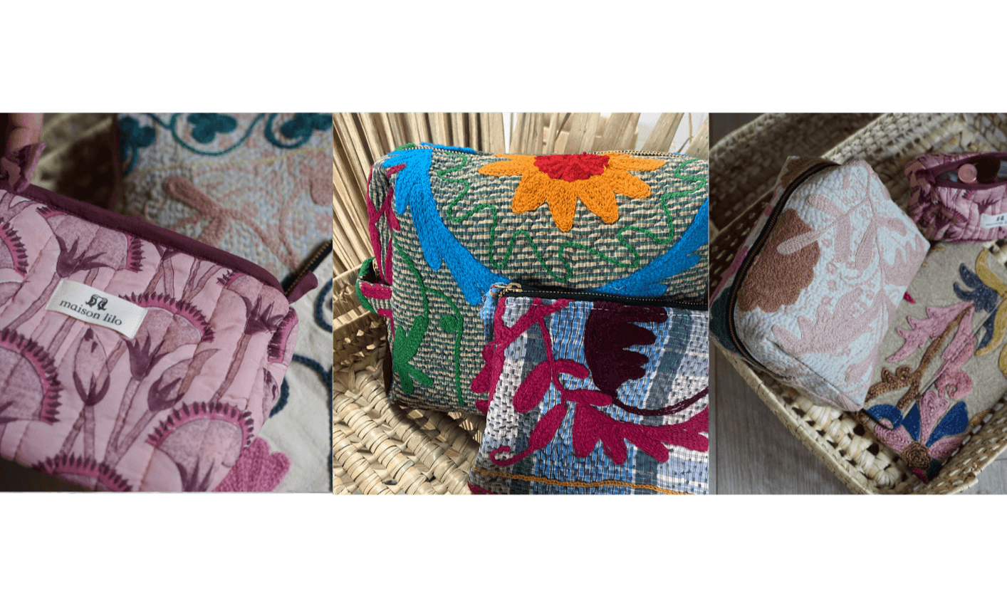 Pochette ordinateur Amalfi , kantha vintage imprimé blockprint