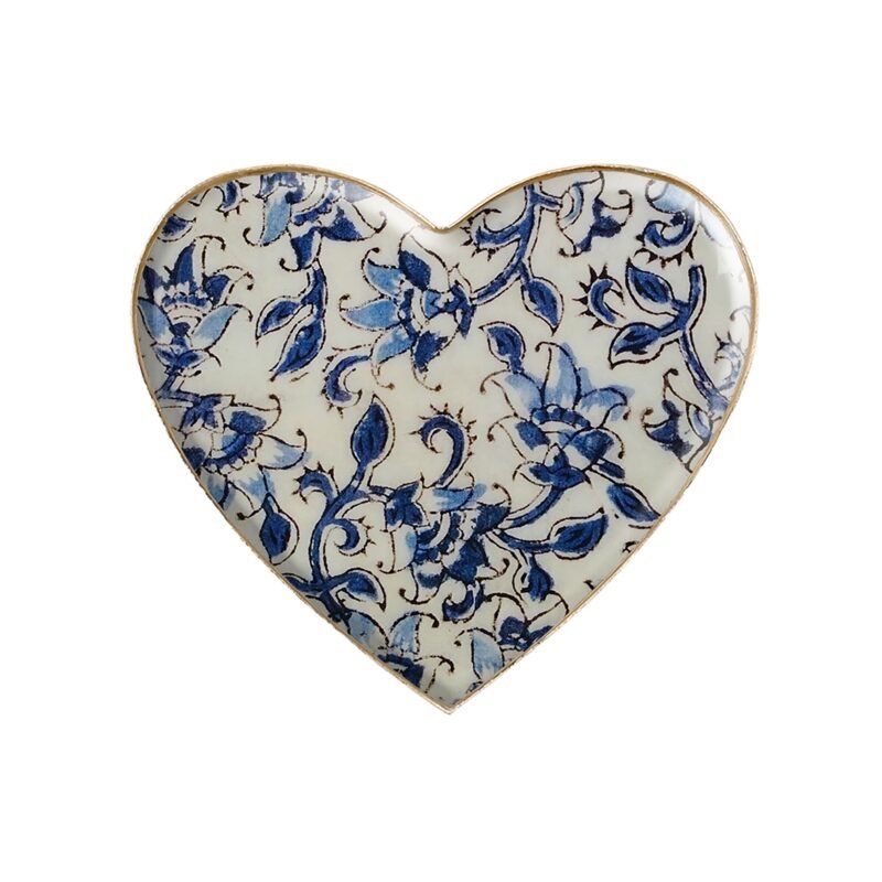 DEC226 Plateau coeur métal émaillé Ispahan, bordure dorée