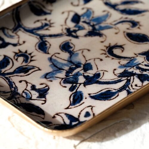 Grand plateau émaillé Ispahan bordure dorée