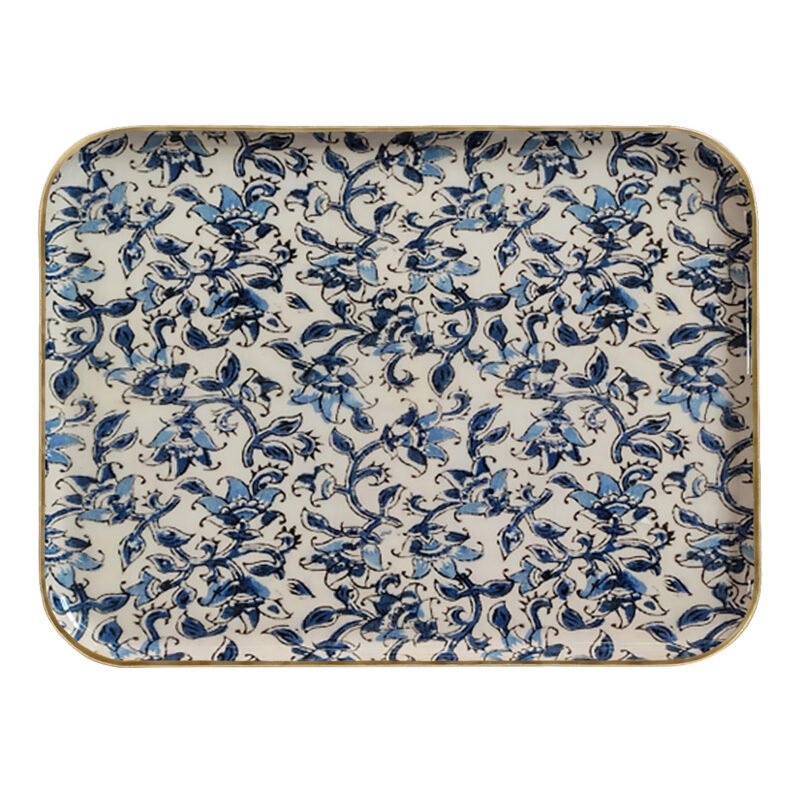 Grand plateau émaillé Ispahan bordure dorée