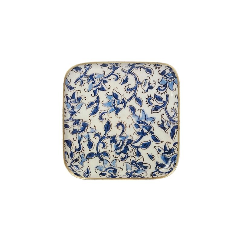 Plateau carré métal Ispahan bordure dorée