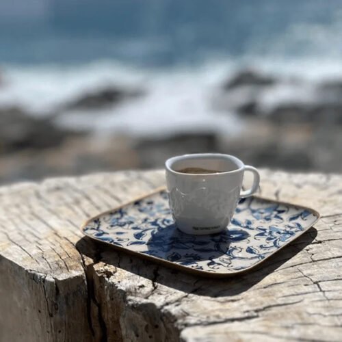 Plateau carré métal Ispahan bordure dorée