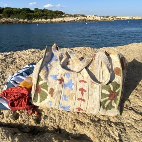 Sac cabas Havana brodé Suzani #3 - pièce unique