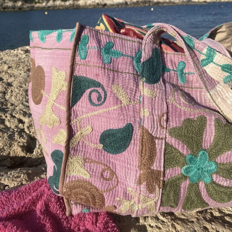 BAG028-5B-2 Sac cabas Havana brodé Suzani #5 - pièce unique