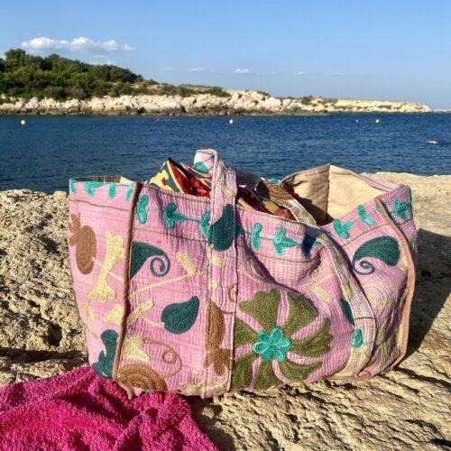 Sac cabas Havana brodé Suzani #5 - pièce unique