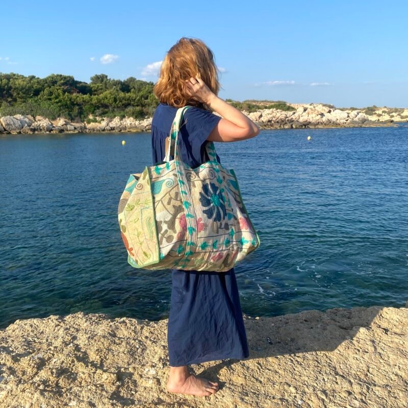 BAG028-8-2 Sac cabas Havana brodé Suzani #8 - pièce unique