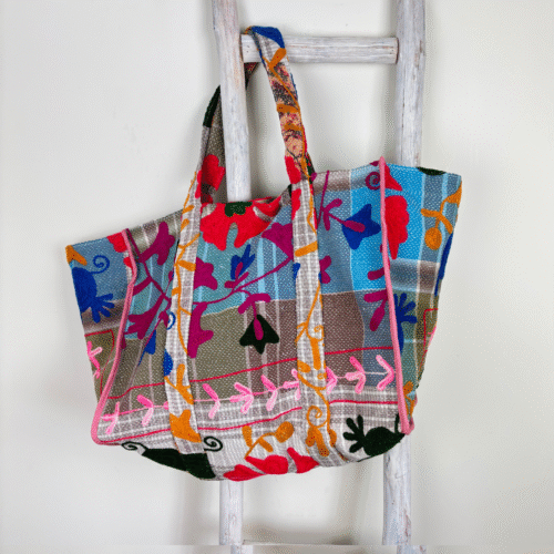 Sac cabas Ibiza brodé Suzani #10 - pièce unique