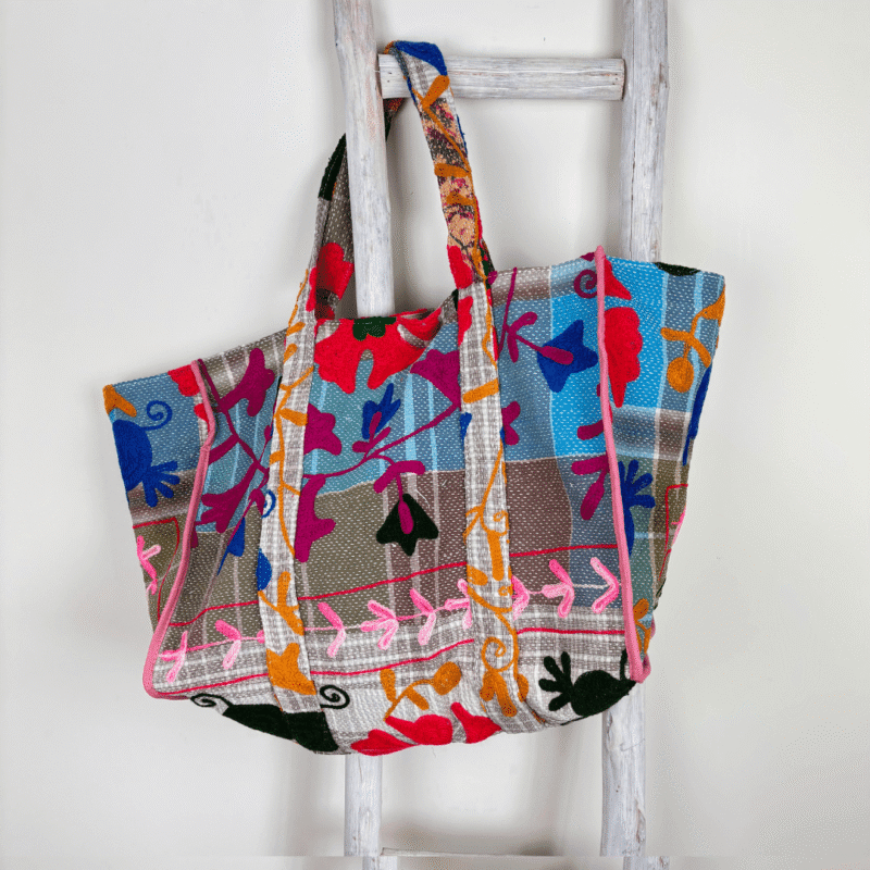 Sac cabas Ibiza brodé Suzani #10 - pièce unique