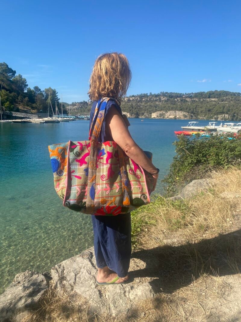 Sac cabas Ibiza brodé Suzani #10 - pièce unique