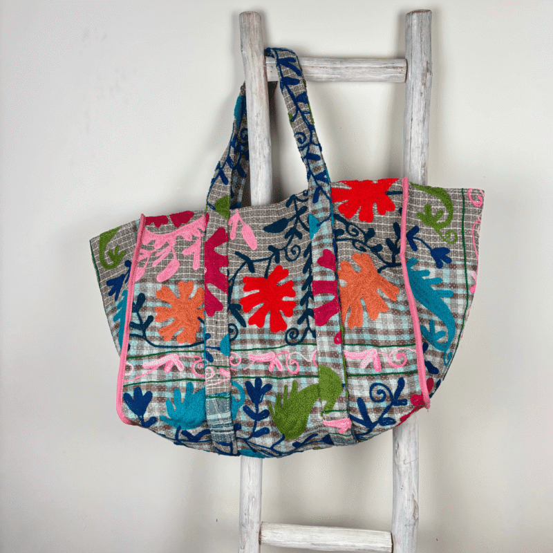 Sac cabas Ibiza brodé Suzani #5 - pièce unique