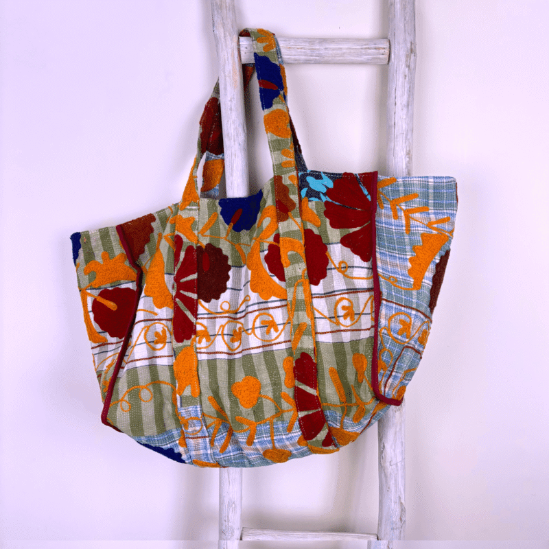 Sac cabas Ibiza brodé Suzani #8 - pièce unique
