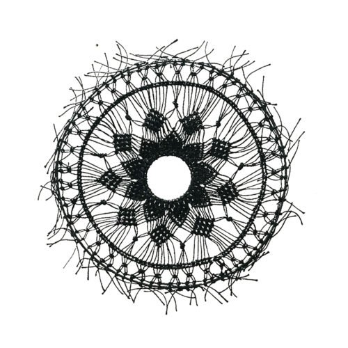 Mandala noir en macramé de jute tressé main