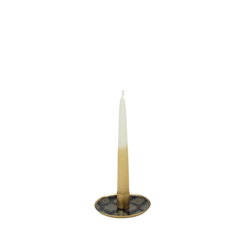 DEC189 + BOUGEOIR + BOUGIE ok Mini plateau rond métal émaillé Alhambra olive