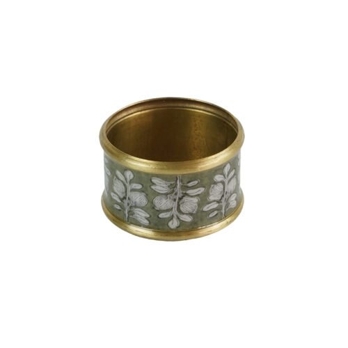 Lot de 2 ronds de serviette laiton émaillé Alhambra olive