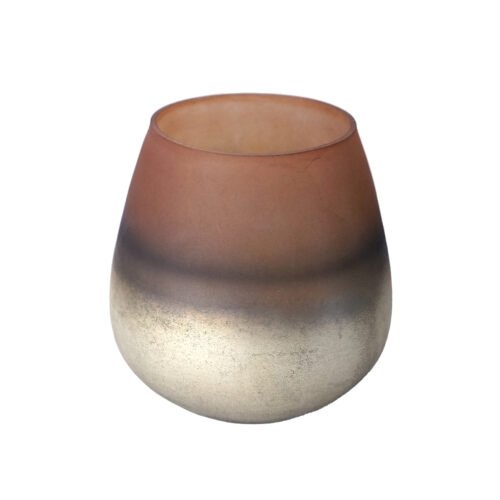 Photophore ou petit vase terracotta-doré