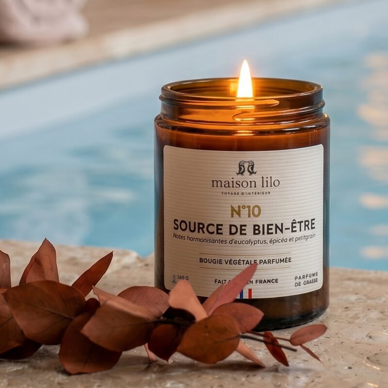 SEN048-5 Bougie végétale parfumée N°10 Source de bien-être-140g