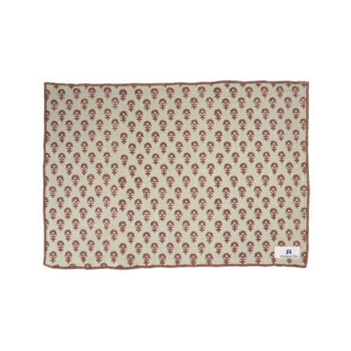 Lot de 2 Sets de table Bloom lin/tommette imprimés au tampon de bois