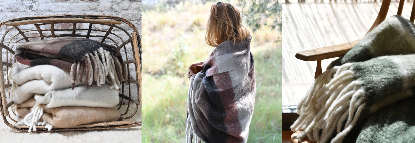 Plaid doux laine mélangée Féroé écossais moutarde