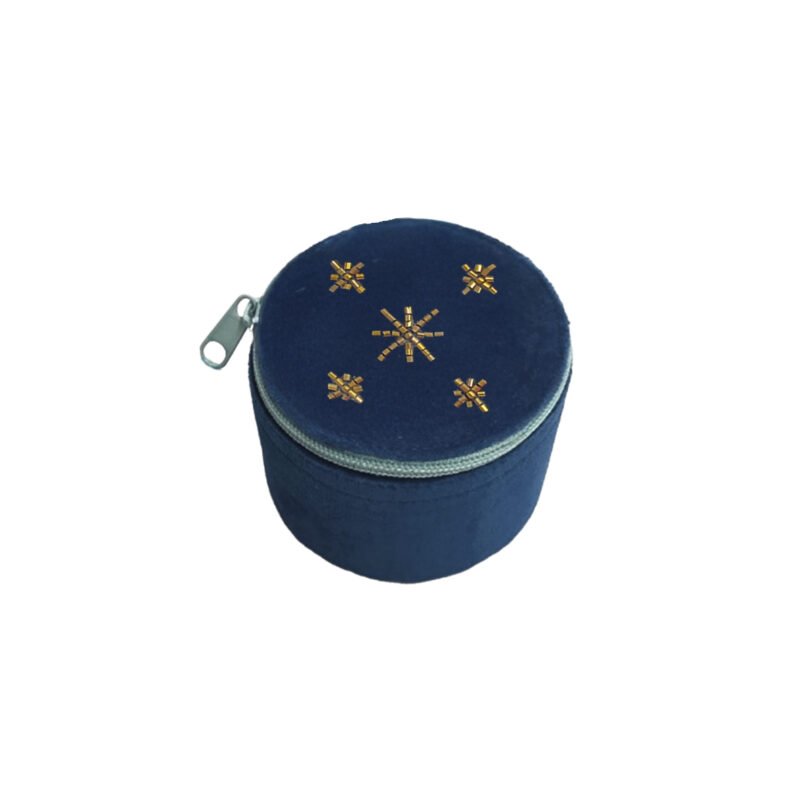 BOX001 Boîte ronde velours brodée Constellation bleu nuit