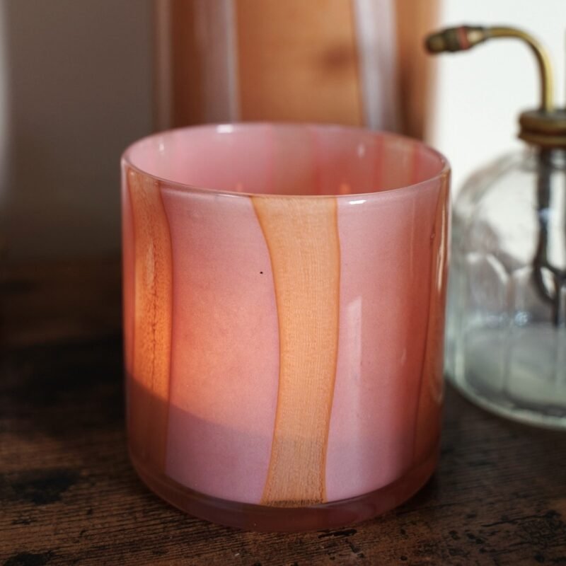 PHP225-2 Photophore en verre soufflé opaline/moka